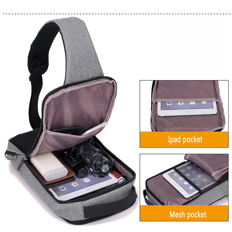 Anti-theft USB charging chest bag with you